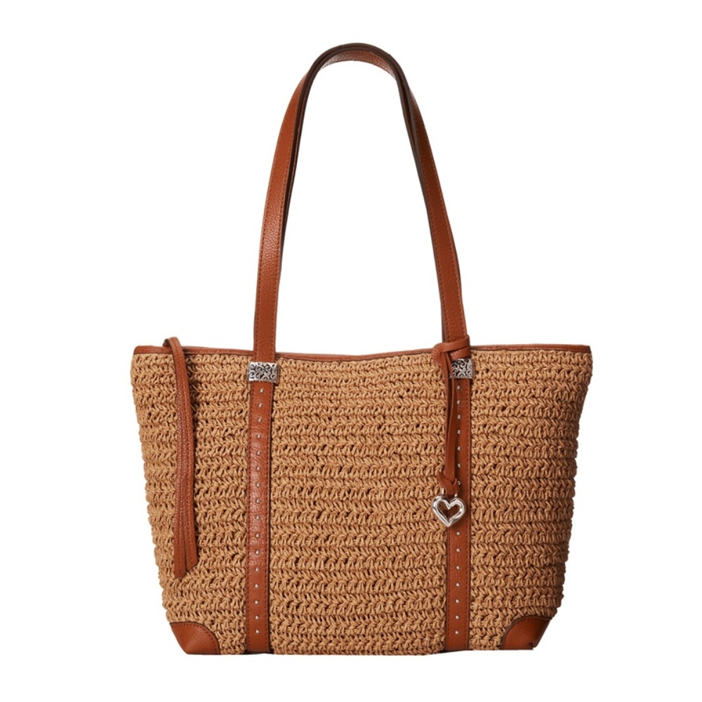 BRIGHTON COOPER STRAW ZIPTOP HANDBAG $240